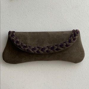 Gray and Purple Suede Clutch